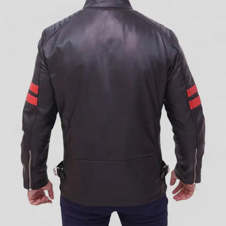 Stylish Men's Black Cafe Racer Jacket in Lambskin