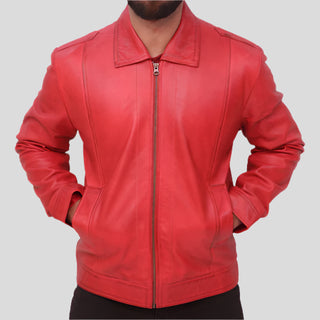 red sheepskin jacket