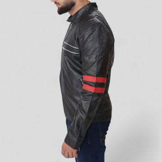 Red and black leather jacket mens​
