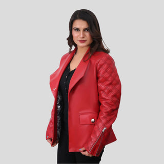 red quilted jacket