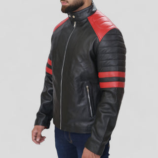 black red leather jacket​