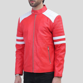 mens red leather jacket
